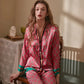 Long Sleeved Women Pyjamas Set Ice Silk Printed Fashion Pyjamas