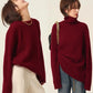 Turtleneck 100% cashmere sweater women loose thickening age reduction niche vintage red crewneck sweater women long sleeves