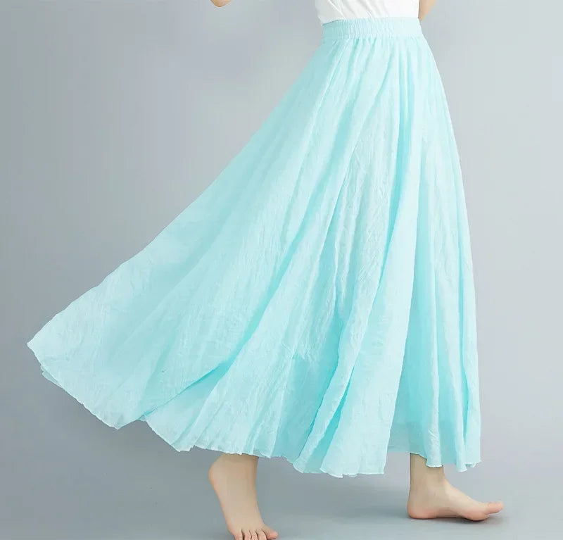 Cotton Linen Women Skirts Maxi Elegant