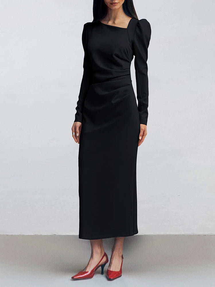 Irregular Collar Evening Dress