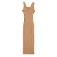 Women Backless Sleeveless Midi Dress Summer Knitted Elegant 5 Colors Elastic Slim Dresses