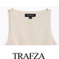 TRAFZA Women's Summer Fashion Dresses Solid O-Neck Sleeveless Pockets Belt Decoration Zipper Female High Street Mini Dress