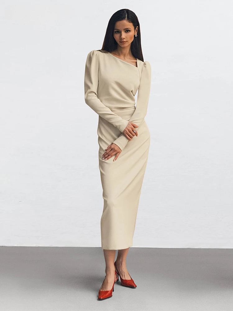 Irregular Collar Evening Dress