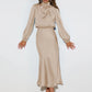 Satin Long Sleeve Loose Fitting Dress