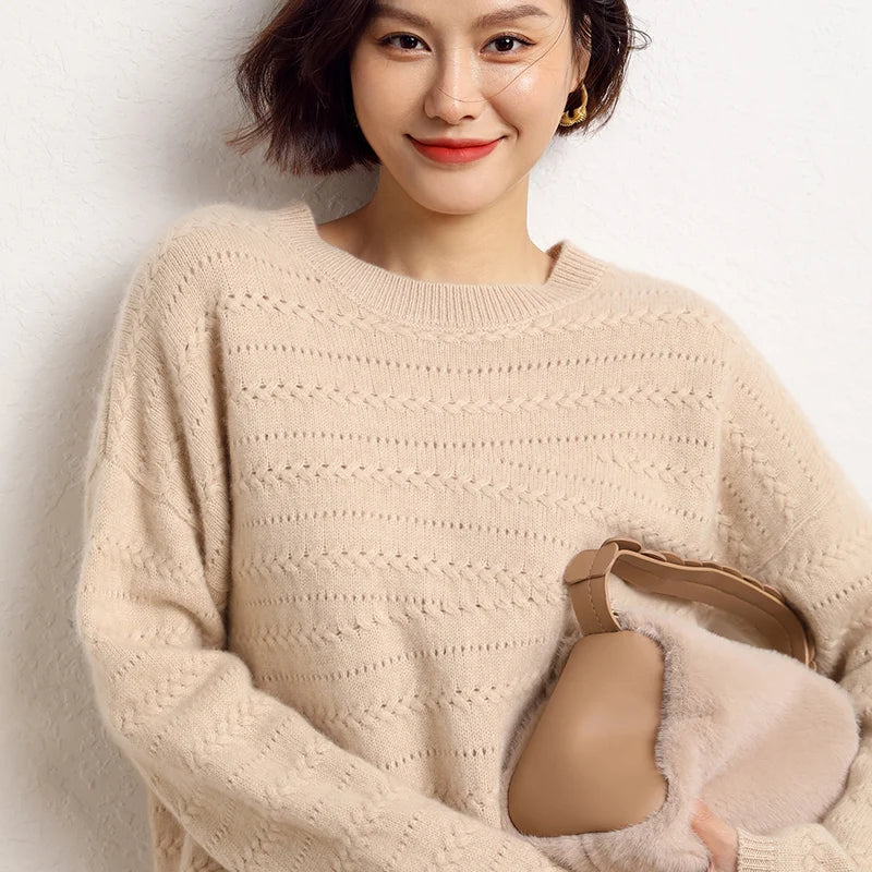 Hollow out decoration cashmere sweater