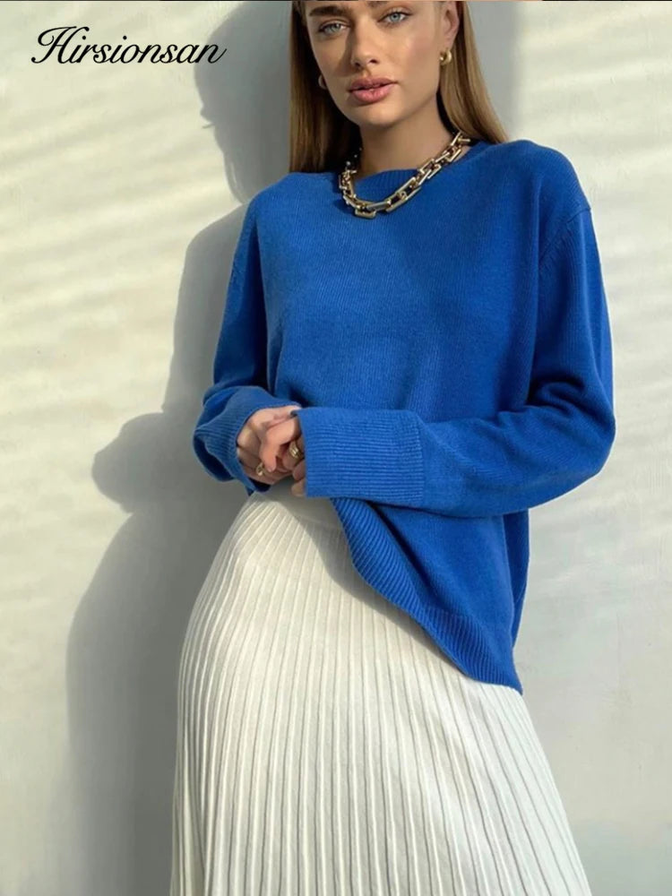 Hirsionsan Oversized Autumn Winter Sweater Women Fashion Basic Knitted Pullover Chic Soft Loose Casual Female Jumper 2023