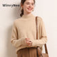 WinvyNee Women Cashmere Wool Beige Sweaters Crew Neck Casual Solid Outerwears Knitted Pullover Jumpers Clothing Winter A1044021