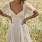 Elegant French Chic Mini Dresss White Cotton Lace Up Hollow Out Embroidery Women Ladies Vacation Dresses