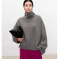 High-end soft waxy turtleneck 100%cashmere sweater women's loose thickened sweater base wool sweater