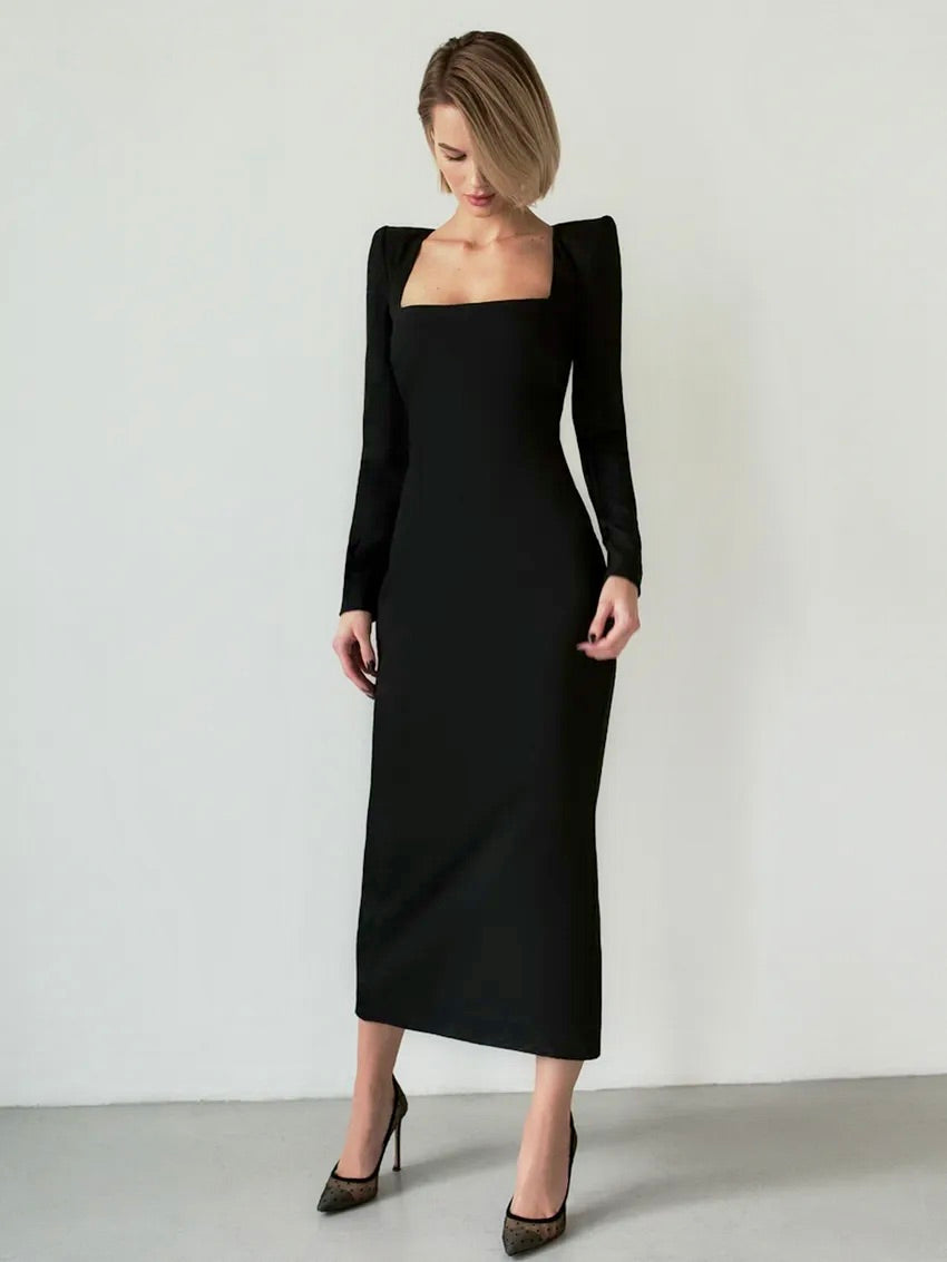 Classic black midi-dress