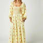 Floral Embroidery Maxi Dress Spring Autumn Long Sleeve Loose Boho Women Ruffles Casual Holiday Tiered Ladies Dresses