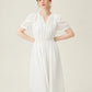 French White Retro Lace V-neck Dress for Women Summer 2024 New High-end First Love Little White Dress Female 24FS12028