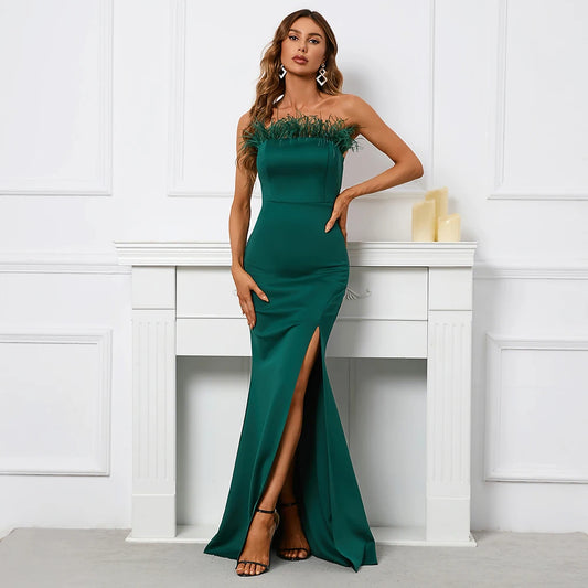 Off shoulder satin dress