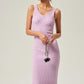 Women Backless Sleeveless Midi Dress Summer Knitted Elegant 5 Colors Elastic Slim Dresses