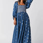 Floral Embroidery Maxi Dress Spring Autumn Long Sleeve Loose Boho Women Ruffles Casual Holiday Tiered Ladies Dresses