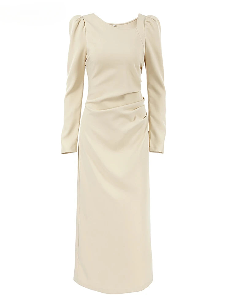 Irregular Collar Evening Dress