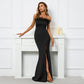 Off shoulder satin dress