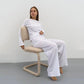 Pyjama Set 2 Pieces Long Sleeve Tops Pants Loungewear Women Sexy Sleepwear White Nightwear New