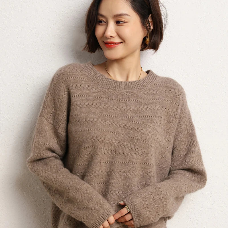 Hollow out decoration cashmere sweater