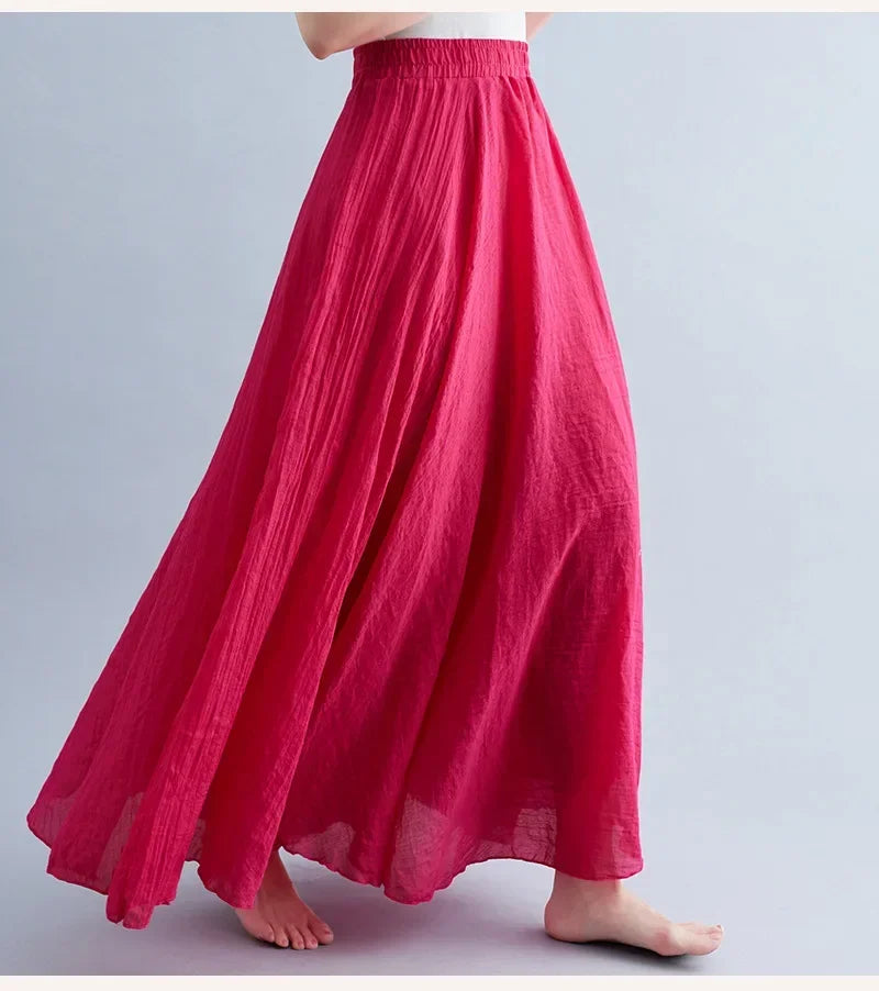 Cotton Linen Women Skirts Maxi Elegant