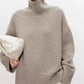 High-end soft waxy turtleneck 100%cashmere sweater women's loose thickened sweater base wool sweater