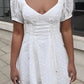 Elegant French Chic Mini Dresss White Cotton Lace Up Hollow Out Embroidery Women Ladies Vacation Dresses