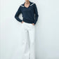 Ethereal MD 2024  new style of Women's sailor collar stylish casual top knitwear