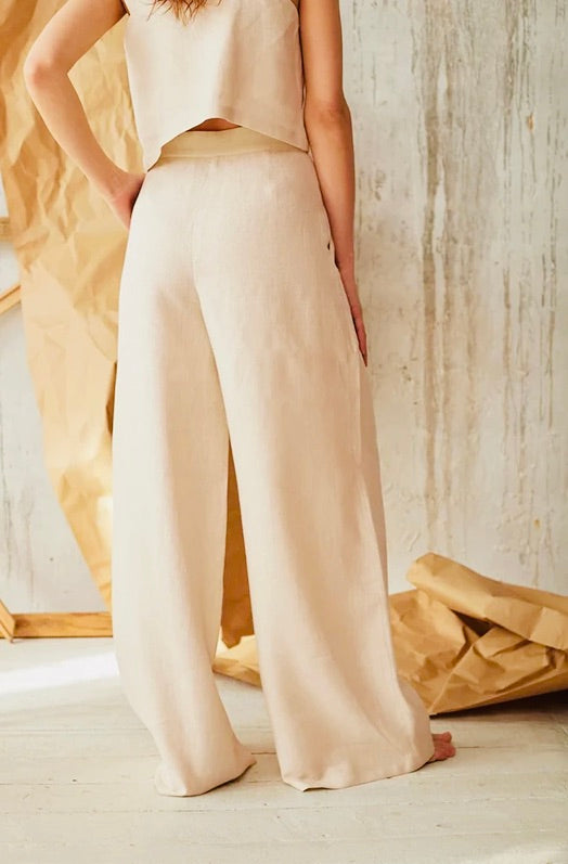 Wide leg linen pants