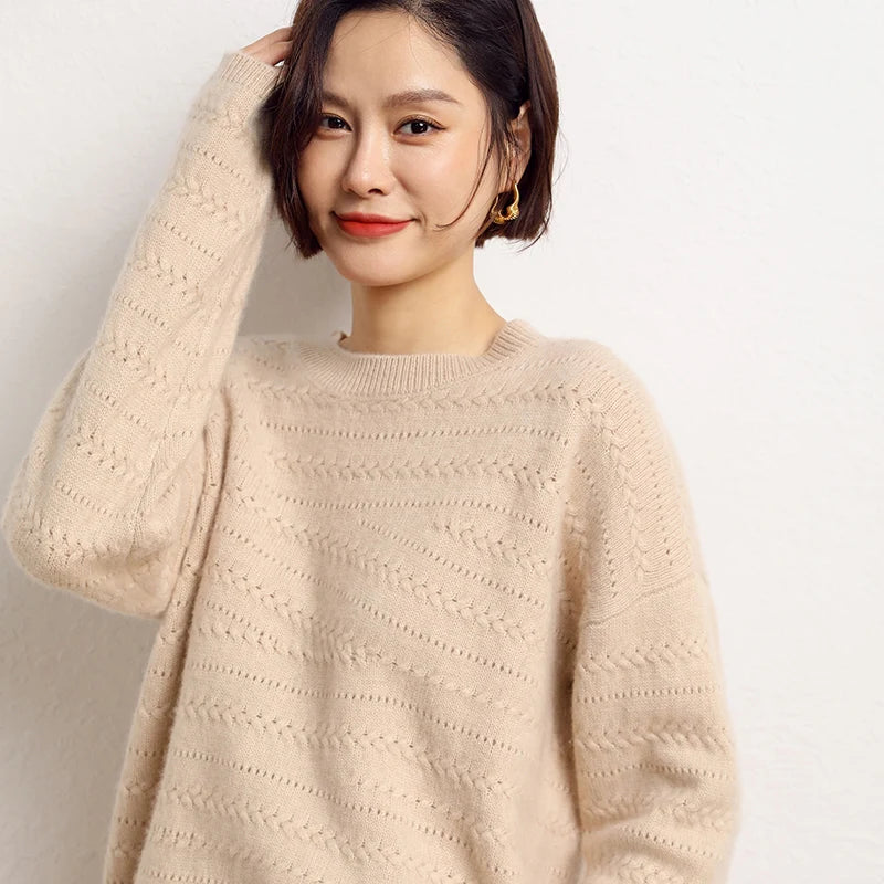 Hollow out decoration cashmere sweater