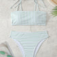 2024 Striped Strappy Two Piece Bikini Swimsuit Women Swimwear Female Bathers Bathing Swimming Swim Suit Beachwear