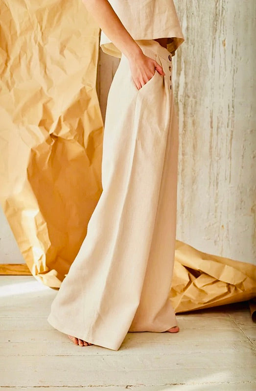 Wide leg linen pants