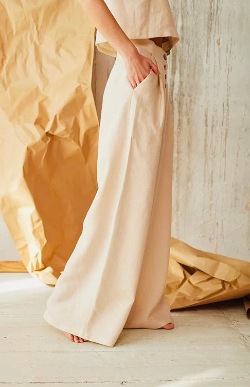 Wide leg linen pants