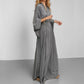 Geometric Trumpet Sleeves Sexy V-neck Waist Casual Loose Long Sleeve Dress