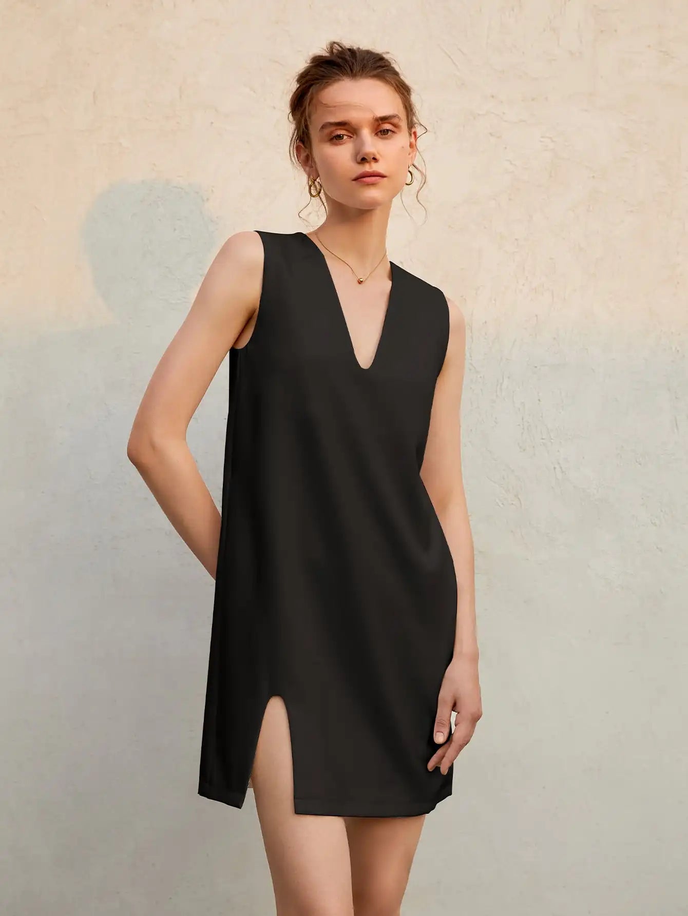 Summer French sleeveless shift dress Women's Haute Couture loose slimming mini sundress