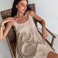 Summer Khaki Linen Dress Women Elegant Spaghetti Strap A-Line Loose Dresses Fashion Ruched Lace-Up Sexy Mini Dresses 2024