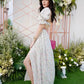 Floral Printed Chic Maxi Dress Hollow Out Ruffles Puff Sleeve Sexy Beige Women Ladies Party Dresses Vestidos New