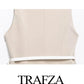 TRAFZA Women's Summer Fashion Dresses Solid O-Neck Sleeveless Pockets Belt Decoration Zipper Female High Street Mini Dress