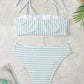 2024 Striped Strappy Two Piece Bikini Swimsuit Women Swimwear Female Bathers Bathing Swimming Swim Suit Beachwear