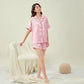 Women's Ice Silk Embroidered Short-Sleeved Pajama Set Shorts Included Striped Design Popular Homewear For Influencers In Summer