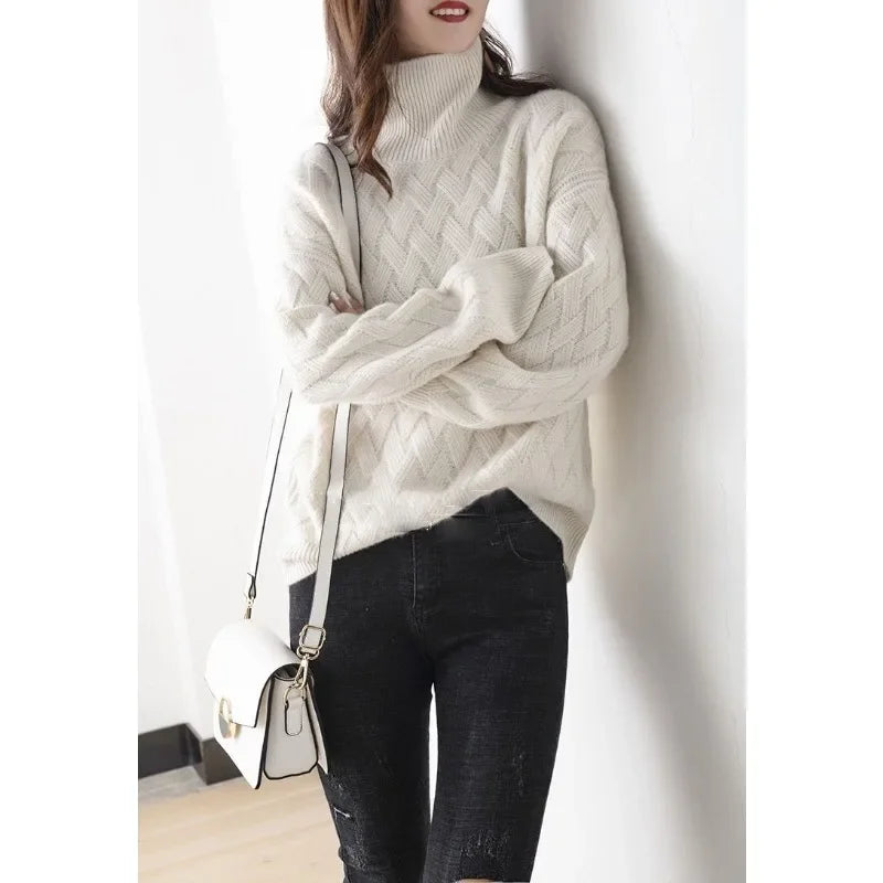 New Women Loose Sweater Winter Casual Chic Cashmere Oversize Thick Sweater Pullovers Pullover Female Long Sleeve