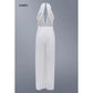 New High-end Young Sexy Club Hollow Out Fresh White Backless Elegant Free Women's High Waist Wide Leg Jumpsuits