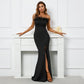 Off shoulder satin dress