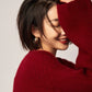 Turtleneck 100% cashmere sweater women loose thickening age reduction niche vintage red crewneck sweater women long sleeves