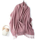 LONGMING New 100% Merino Wool Women Knitted Wrap Shawls Autumn Soft Solid Scarves Winter Warm Classical Plaid Men Tassel Muffler