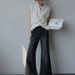 Minimalist Black Micro Flared Jeans For Women In Spring And Autumn, Slim Fit With Wide Legs, Fashionable Floor Length Pants