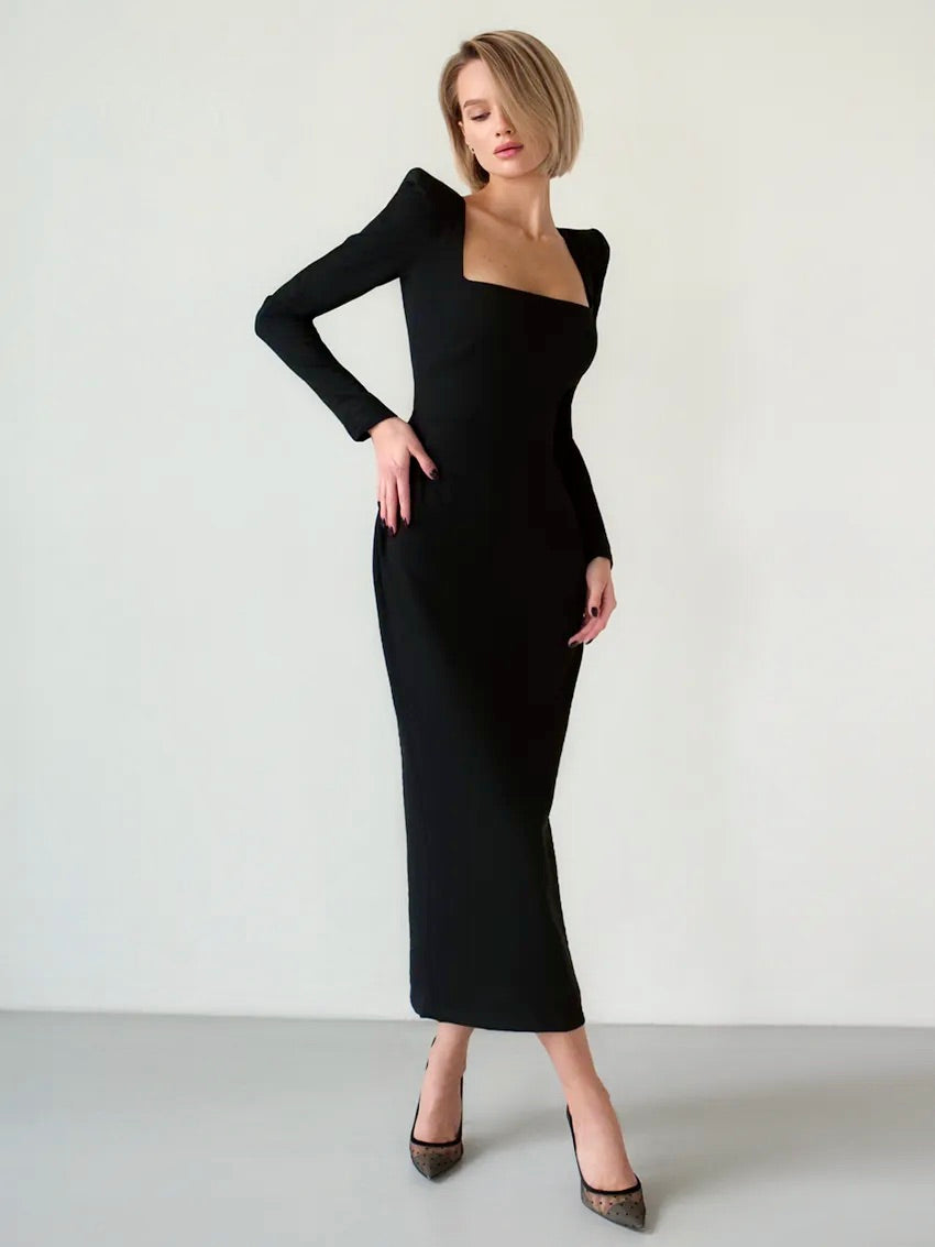 Classic black midi-dress