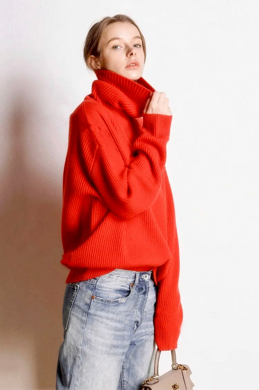 High collar cashmere pullover