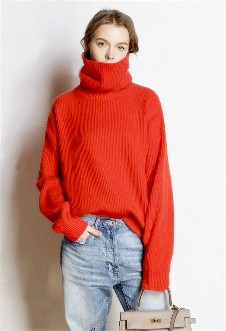 High collar cashmere pullover