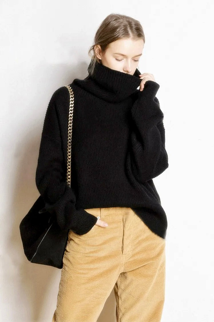 High collar cashmere pullover