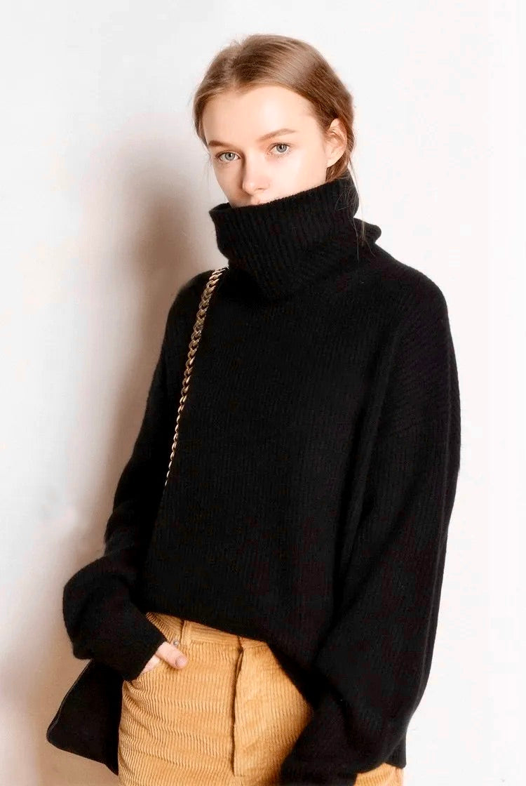 High collar cashmere pullover